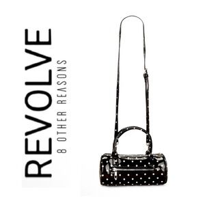 Revolve x 8 Other Reasons Delilah Top Handle Bag in Black and White Polka Dots